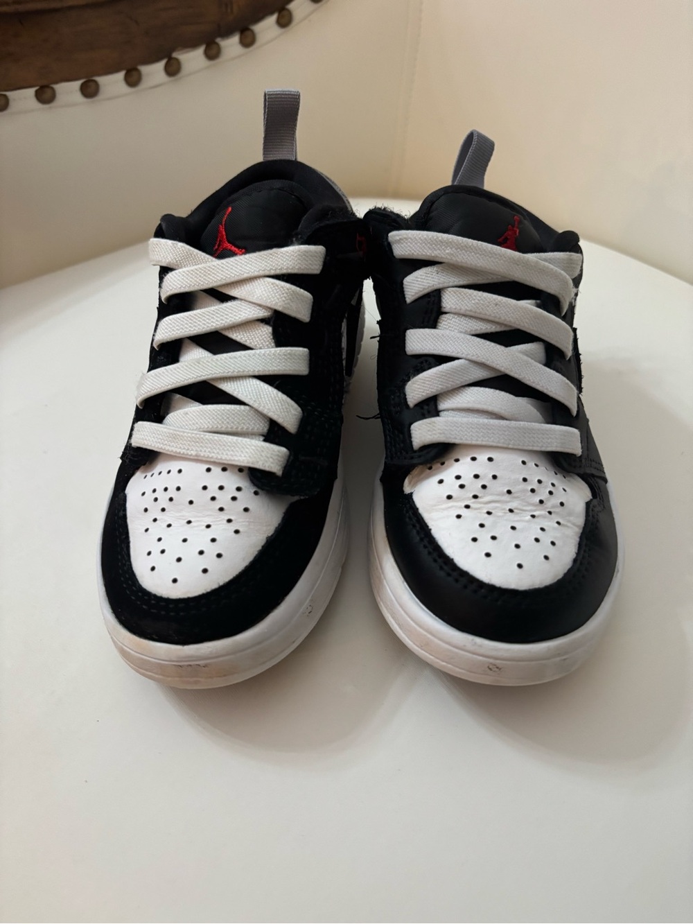 Jordan Nike Kids Black, White & Red Low-Top Sneakers